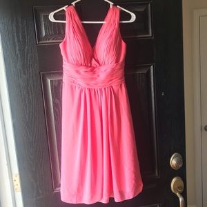 Coral Knee-Length Bridesmaid Dress